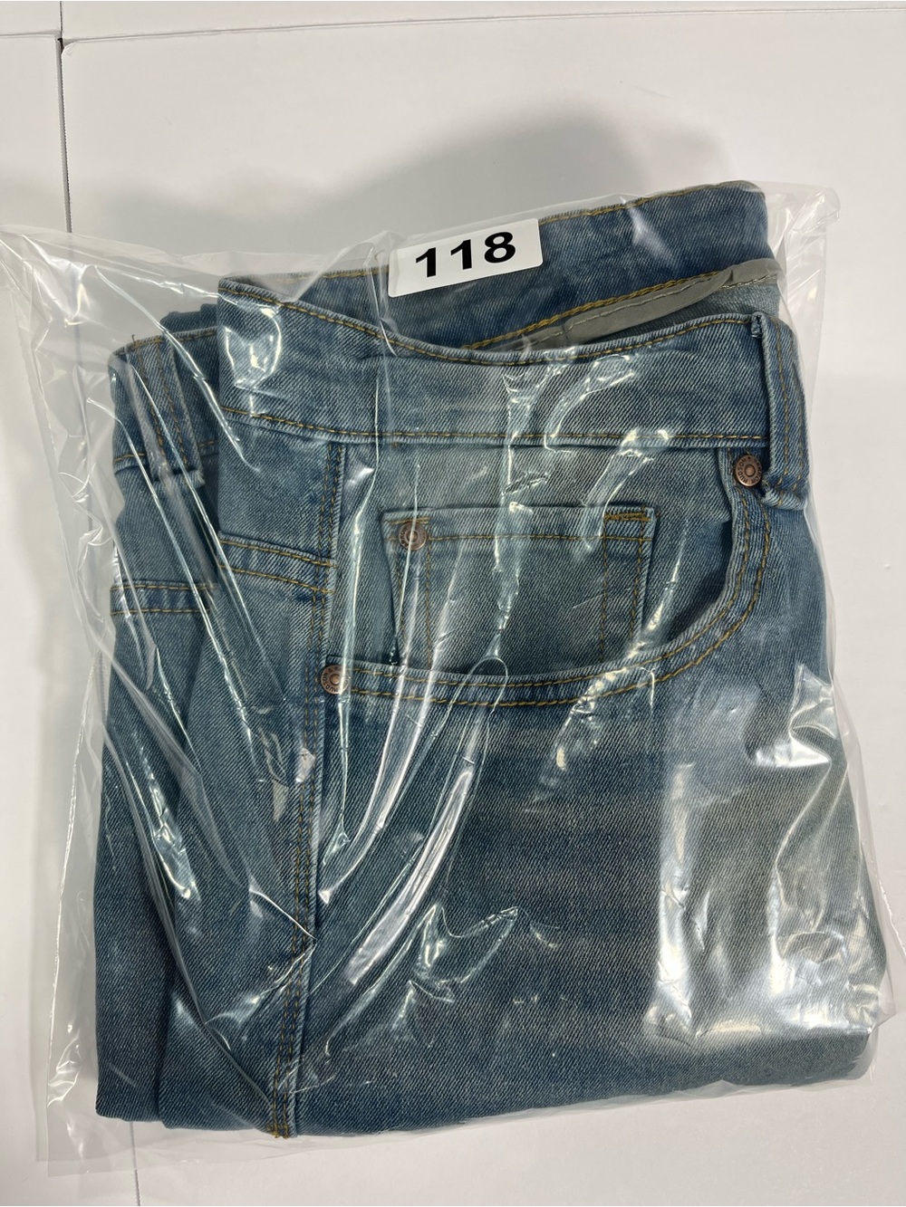 Slim Straight Light Blue Washed Men's Jeans - Picture 9 of 9